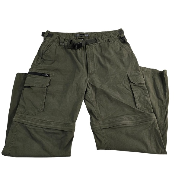 BC Clothing Convertible Cargo Pants Mens L 30 Olive Green Hiking Outdoor - Picture 1 of 9